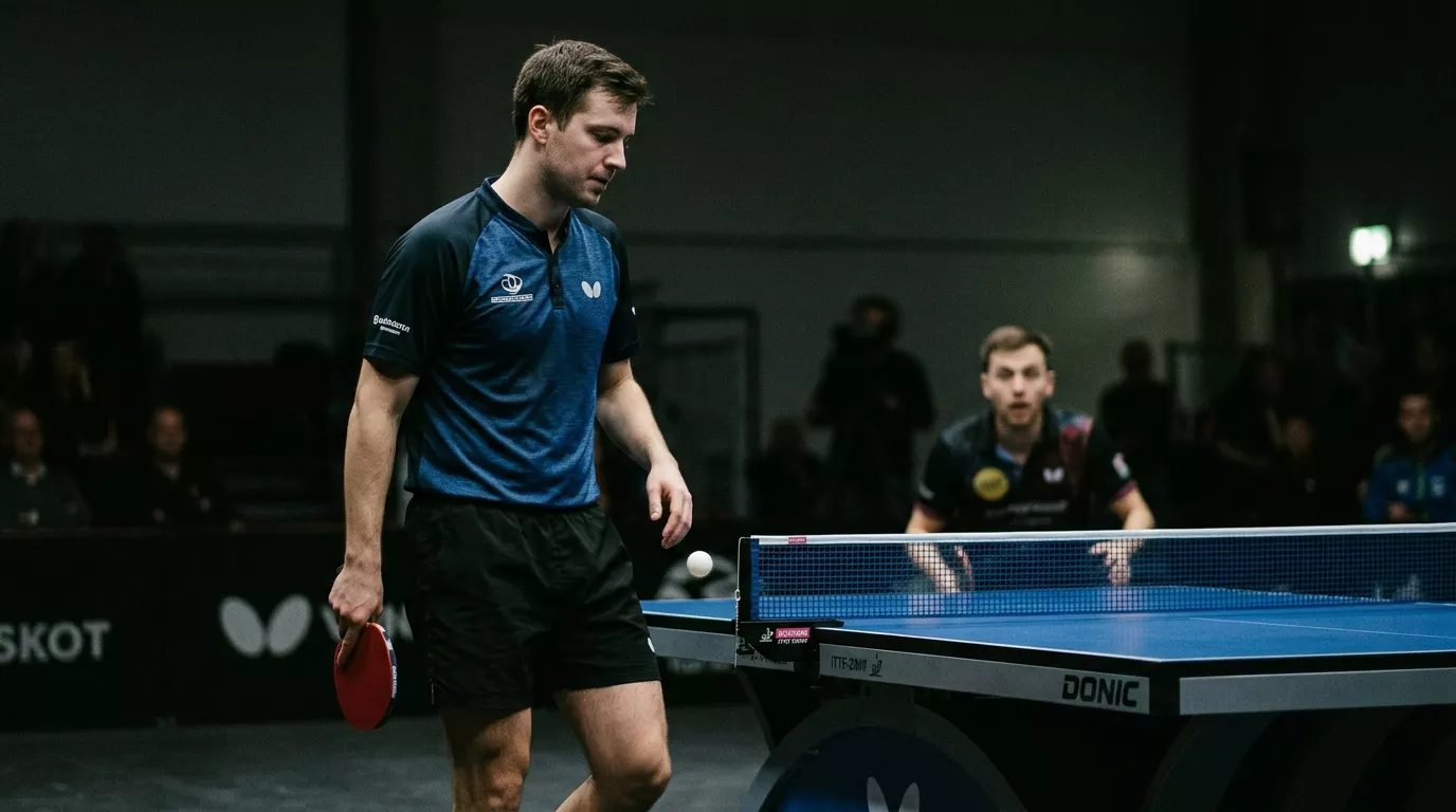 Tischtennisspieler verliert absichtlich einen Punkt als Sinnbild fur Spielmanipulation