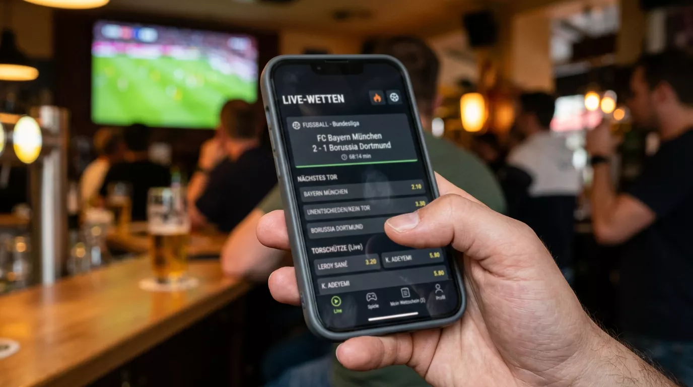 Smartphone zeigt eine klar gestaltete Live-Wettoberfläche