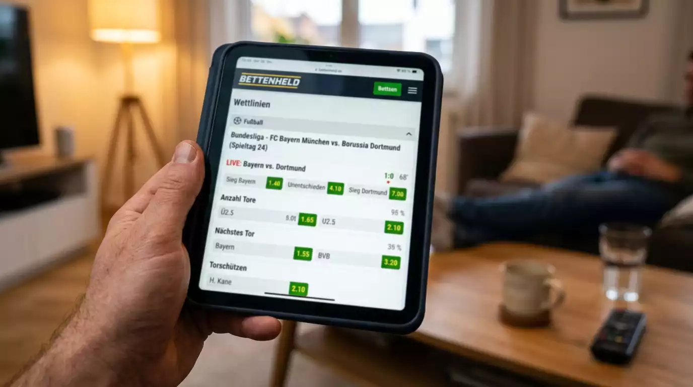Tablet zeigt eine schlichte Markt- und Linienübersicht