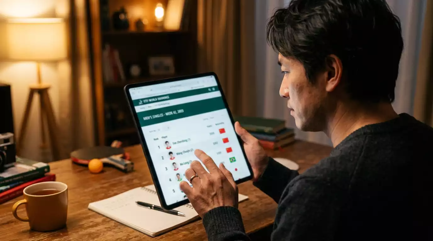 Person nutzt eine Ranglistenansicht auf dem Tablet für eine Analyse