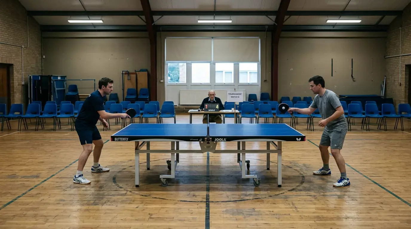 Unbeobachtetes Tischtennis-Match bei einem kleinen Turnier als Risikoumfeld fur Manipulation