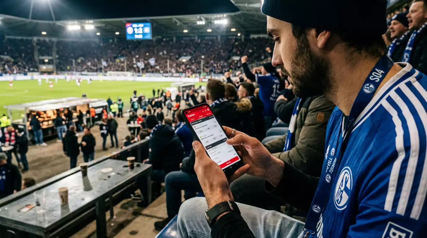 Person prüft auf dem Smartphone das Wettangebot zur Tischtennis-Bundesliga