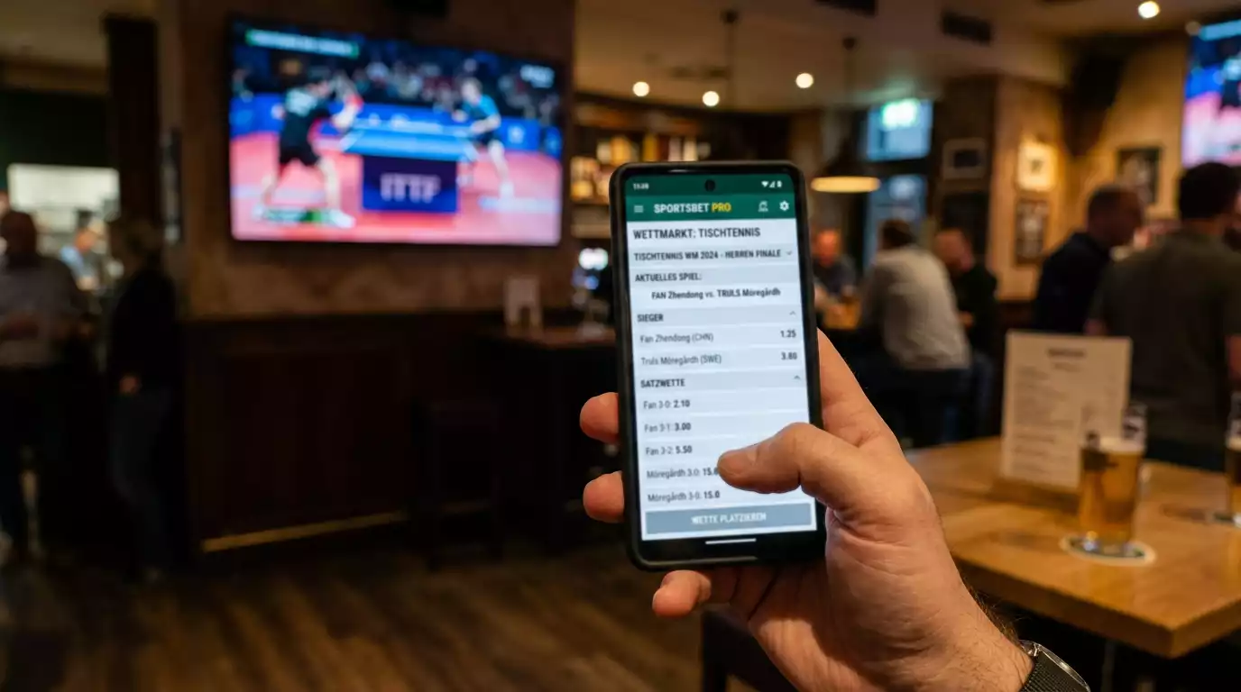 Smartphone zeigt verschiedene Wettmärkte zu einem WM-Spiel